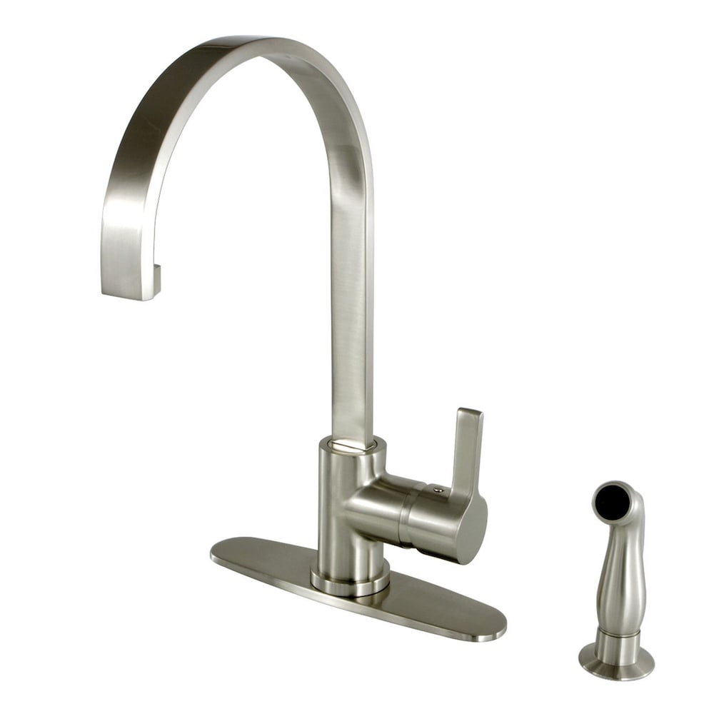 Robinet de cuisine standard moderne à poignée unique avec pulvérisateur latéral en nickel satiné
