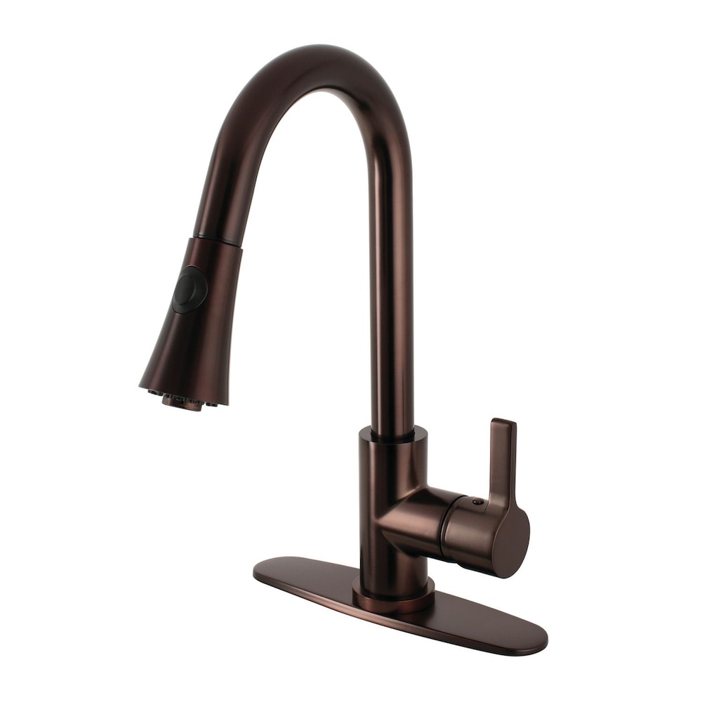 Robinet de cuisine moderne à poignée unique et pulvérisateur rétractable en bronze huilé