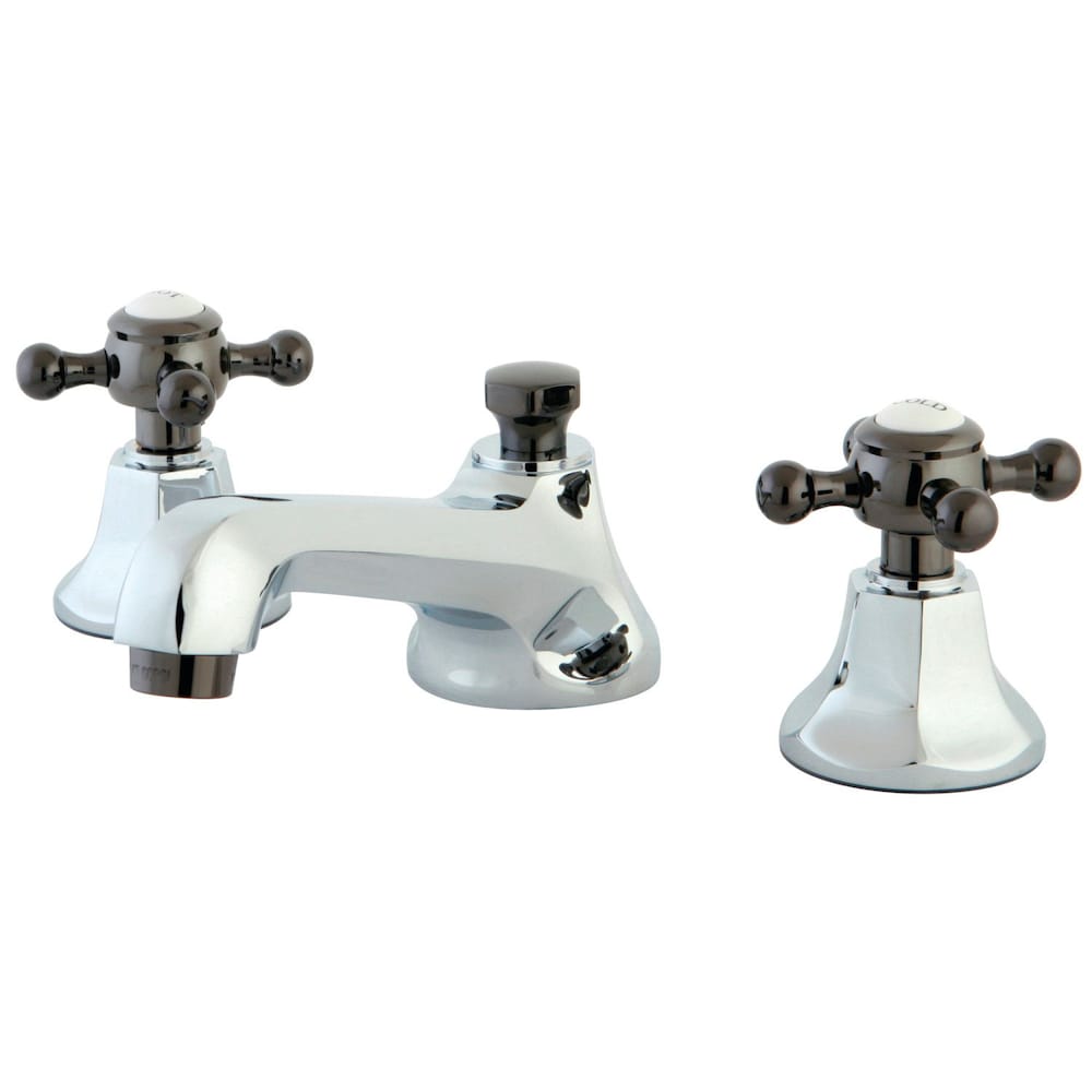 Robinet de salle de bain Kate de 8 po à 2 poignées en croix en chrome et noir