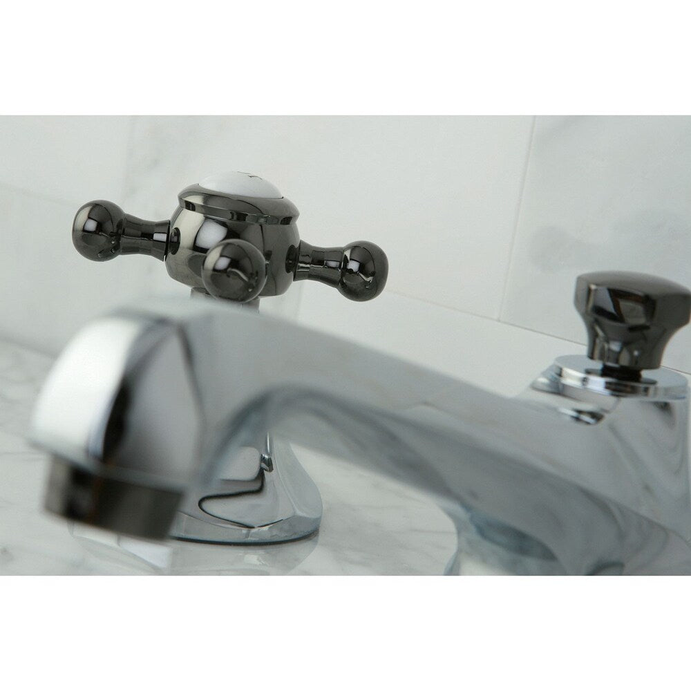 Robinet de salle de bain Kate de 8 po à 2 poignées en croix en chrome et noir
