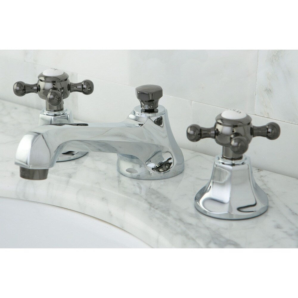 Robinet de salle de bain Kate de 8 po à 2 poignées en croix en chrome et noir