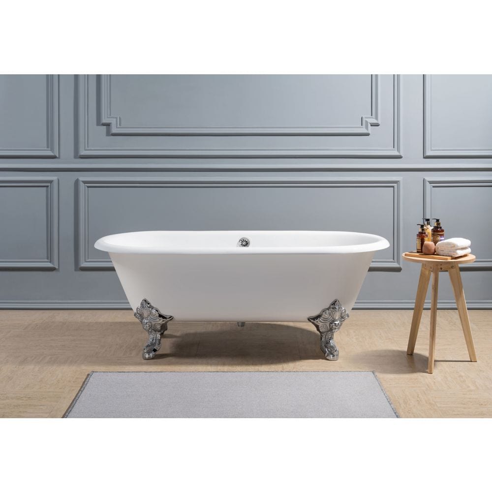 69" Cast Iron R5001CH-CH Soaking Clawfoot Tub and Tray with External Drain