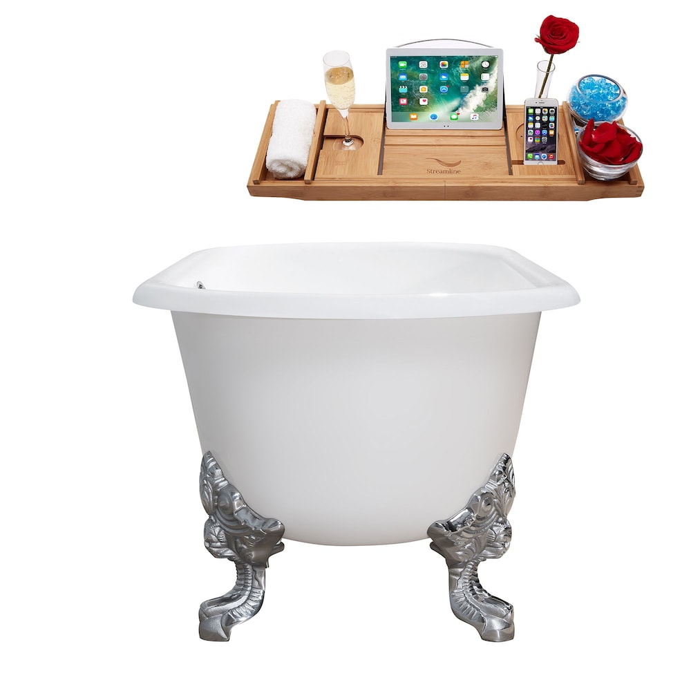 69" Cast Iron R5001CH-CH Soaking Clawfoot Tub and Tray with External Drain