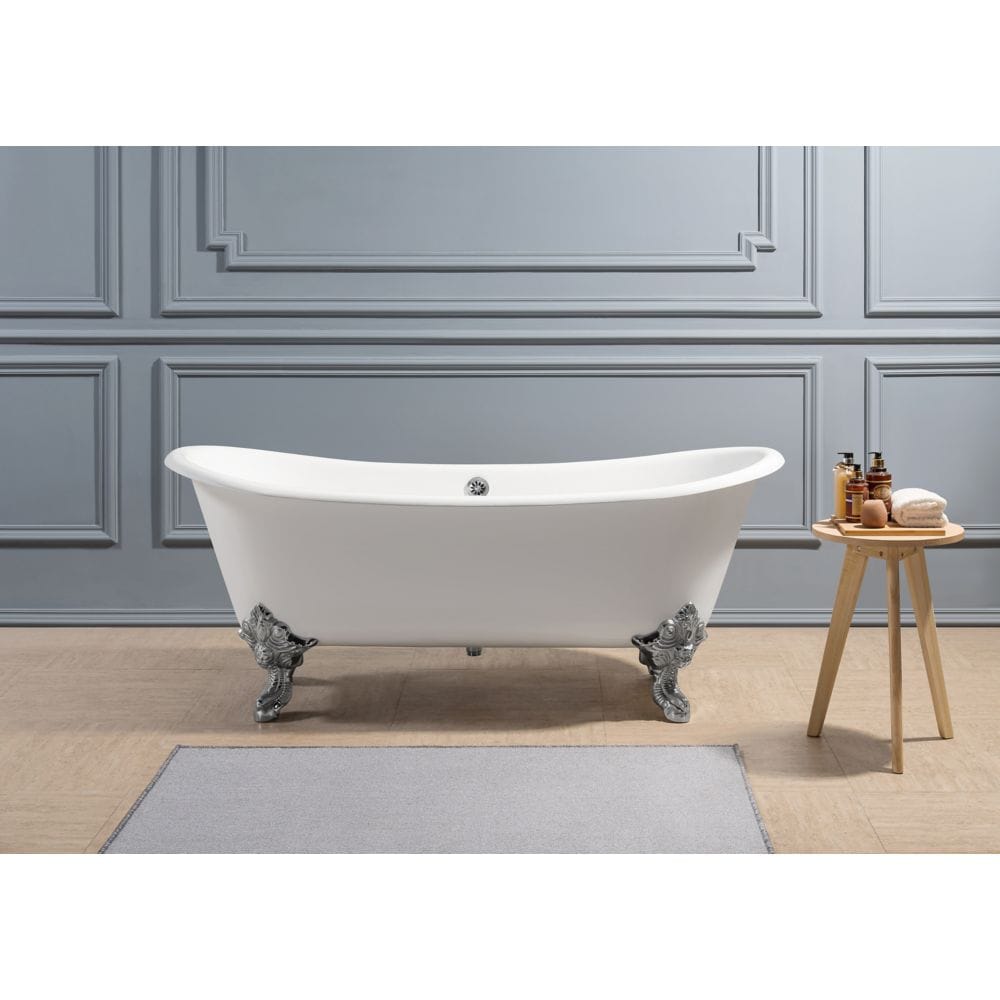 72" Cast Iron R5020CH-CH Soaking Clawfoot Tub and Tray with External Drain