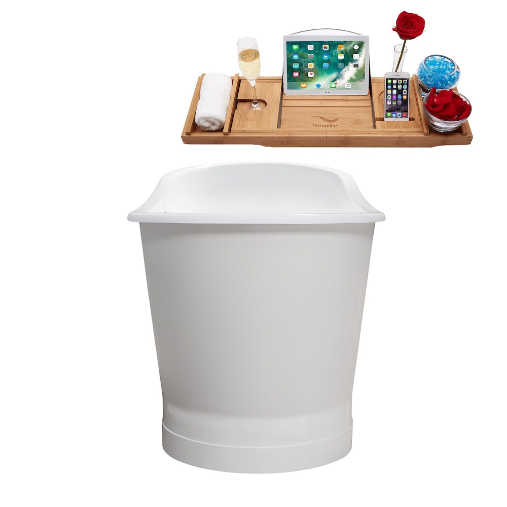 67" Cast Iron R5042GLD Soaking Freestanding Tub and Tray with External Drain
