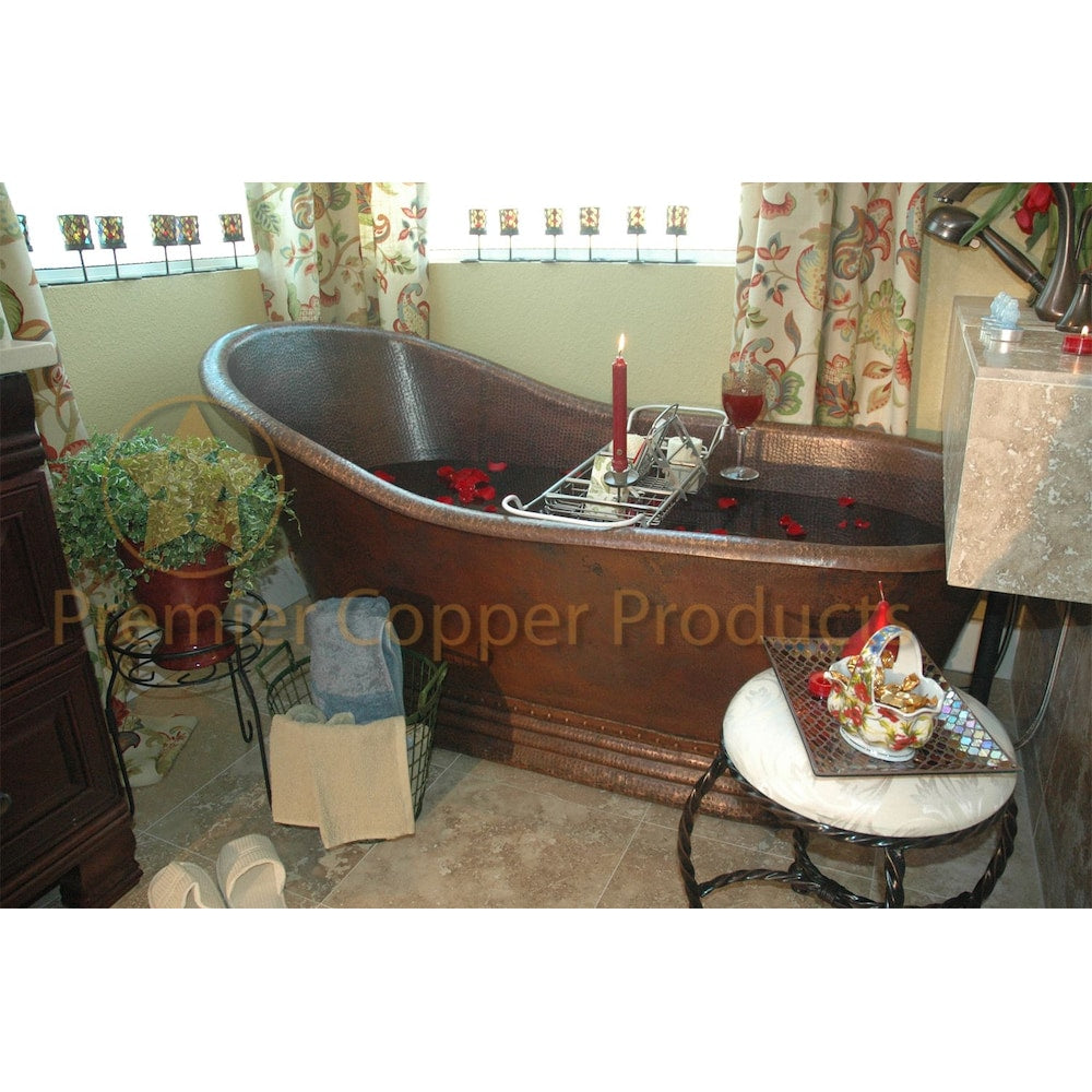 67 in. Copper Single Slipper Bathtub in Oil Rubbed Bronze