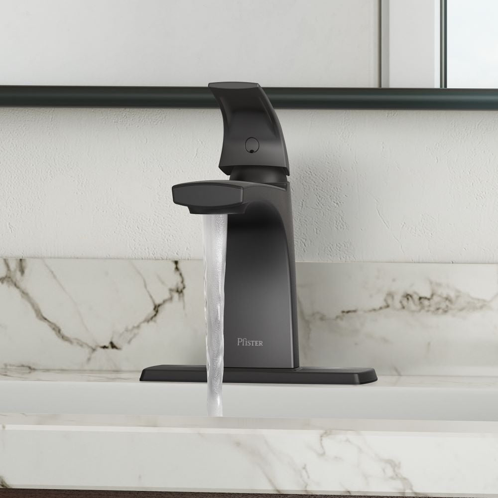 Robinet de lavabo de salle de bain Karci à poignée unique, 1 ou 3 trous, noir mat