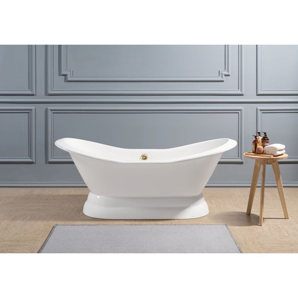 72" Cast Iron R5180GLD Soaking freestanding Tub and Tray with External Drain