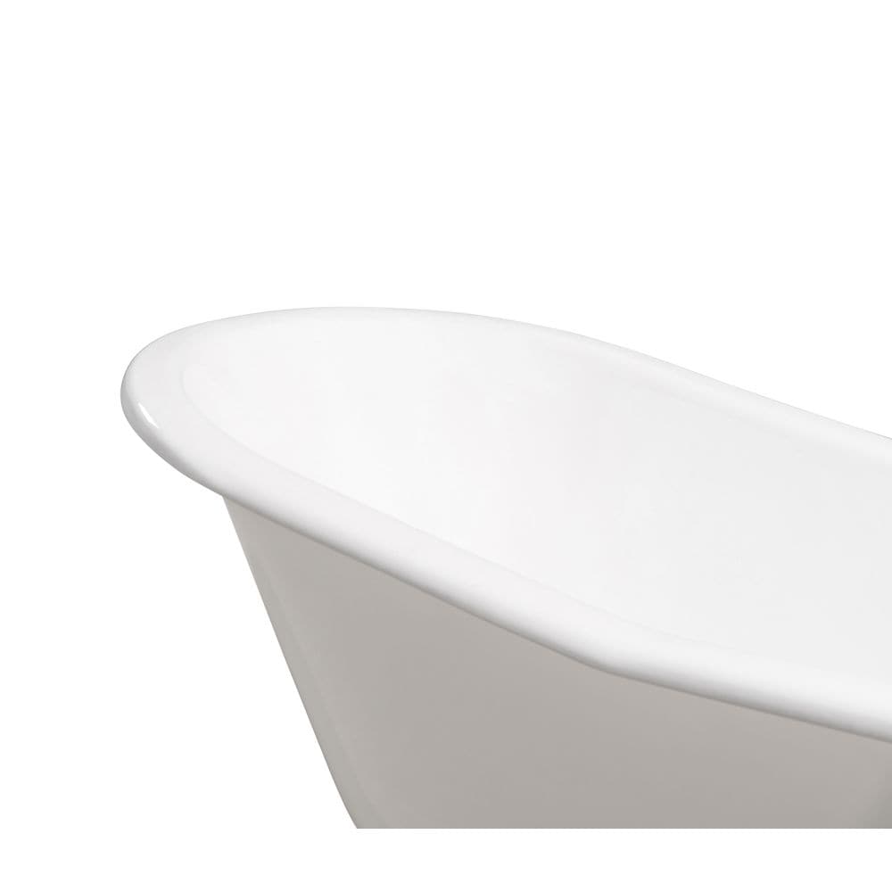 61" Cast Iron R5221WH-CH Soaking Clawfoot Tub and Tray with External Drain