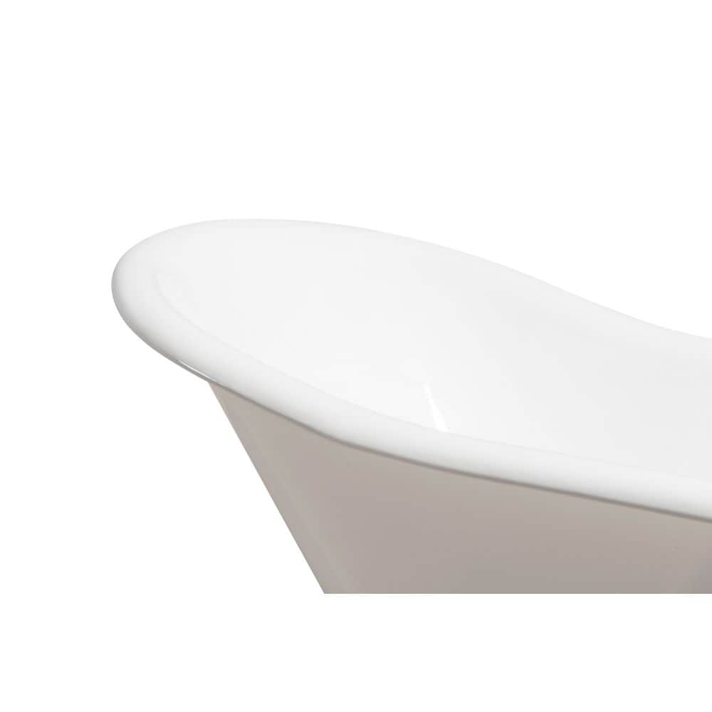 67" Cast Iron R5420WH-CH Soaking Clawfoot Tub and Tray with External Drain