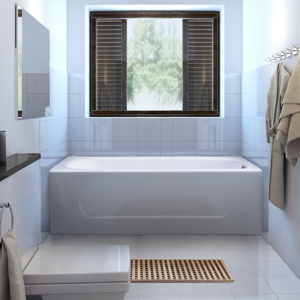 Baignoire en alcôve en fonte de 60 po R5480CH et plateau avec drain interne
