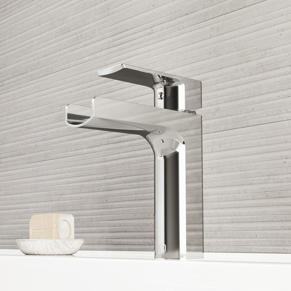 Ileana Single Hole Single-Handle Waterfall Bathroom Faucet in Chrome