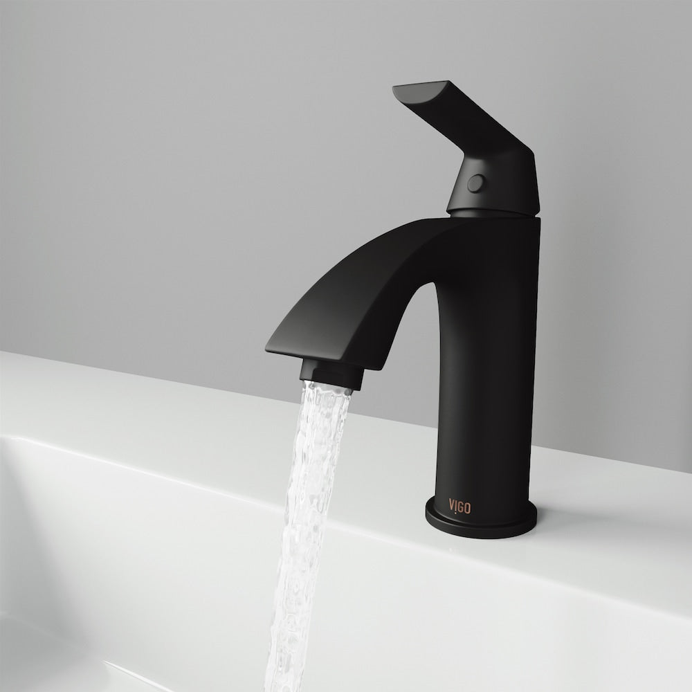 Robinet de salle de bain à poignée unique et trou unique Penela en noir mat