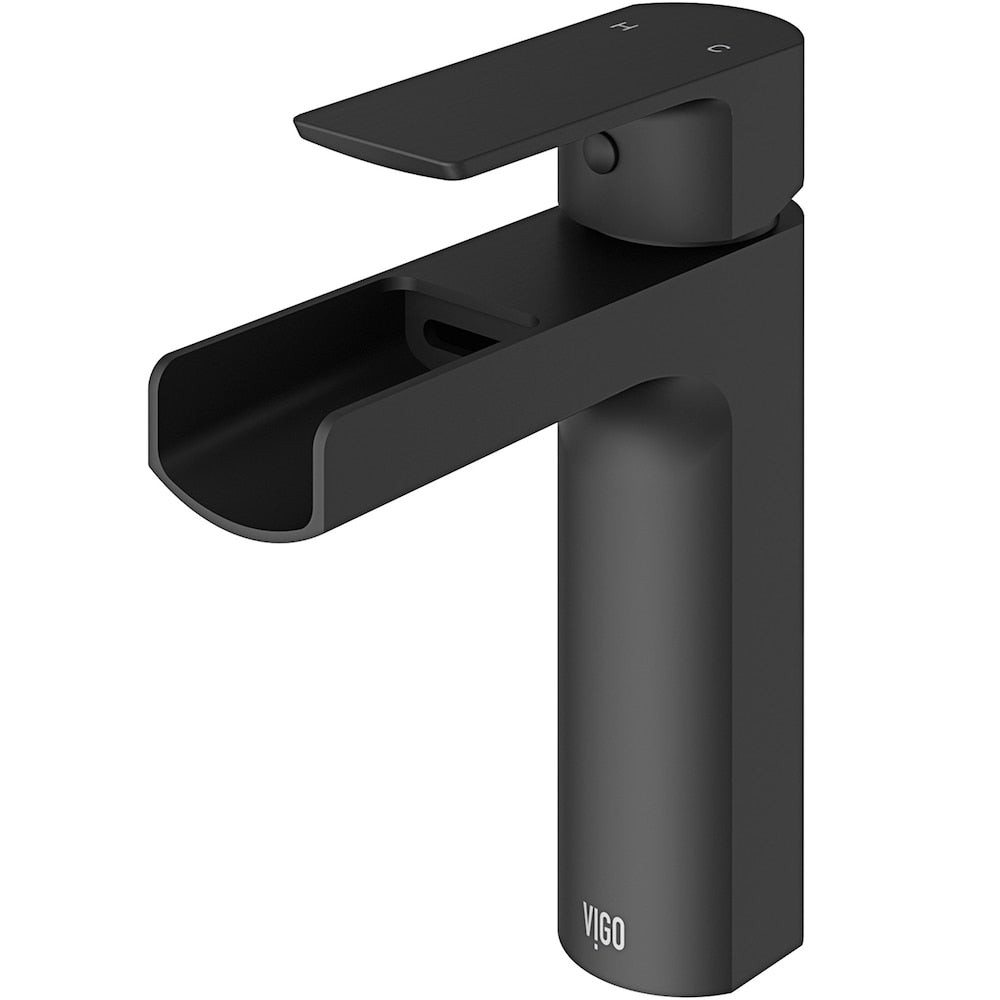Ileana Single Hole Single-Handle Waterfall Bathroom Faucet in Matte Black