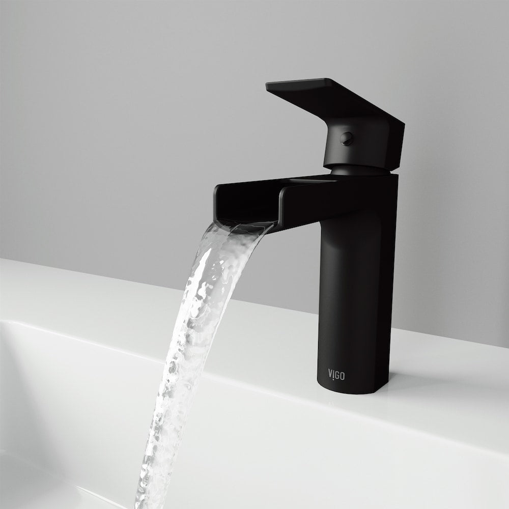 Ileana Single Hole Single-Handle Waterfall Bathroom Faucet in Matte Black