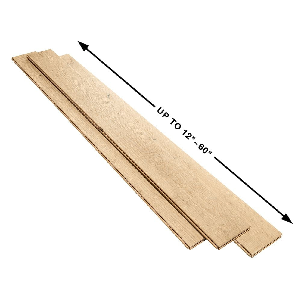 Plancher, bois franc massif, 3/4 po x 5 po x longueur variable, Chêne français Point Reyes (904,16 pi2/palette)