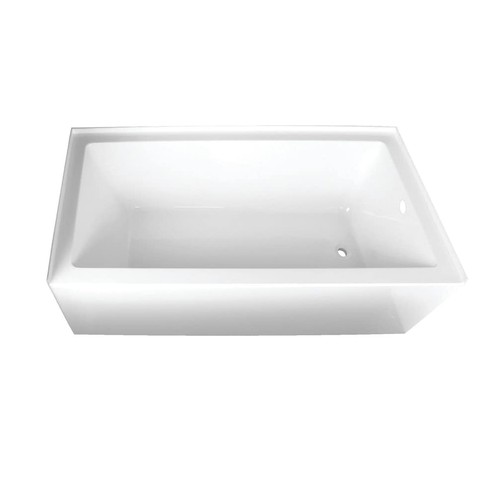 Baignoire en alcôve rectangulaire en acrylique Aqua Eden Sarah de 66 po avec drain à droite en blanc
