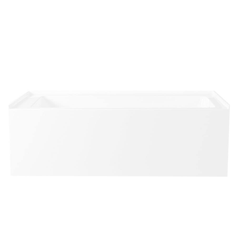 Baignoire en alcôve rectangulaire en acrylique Aqua Eden Sarah de 66 po avec drain à droite en blanc