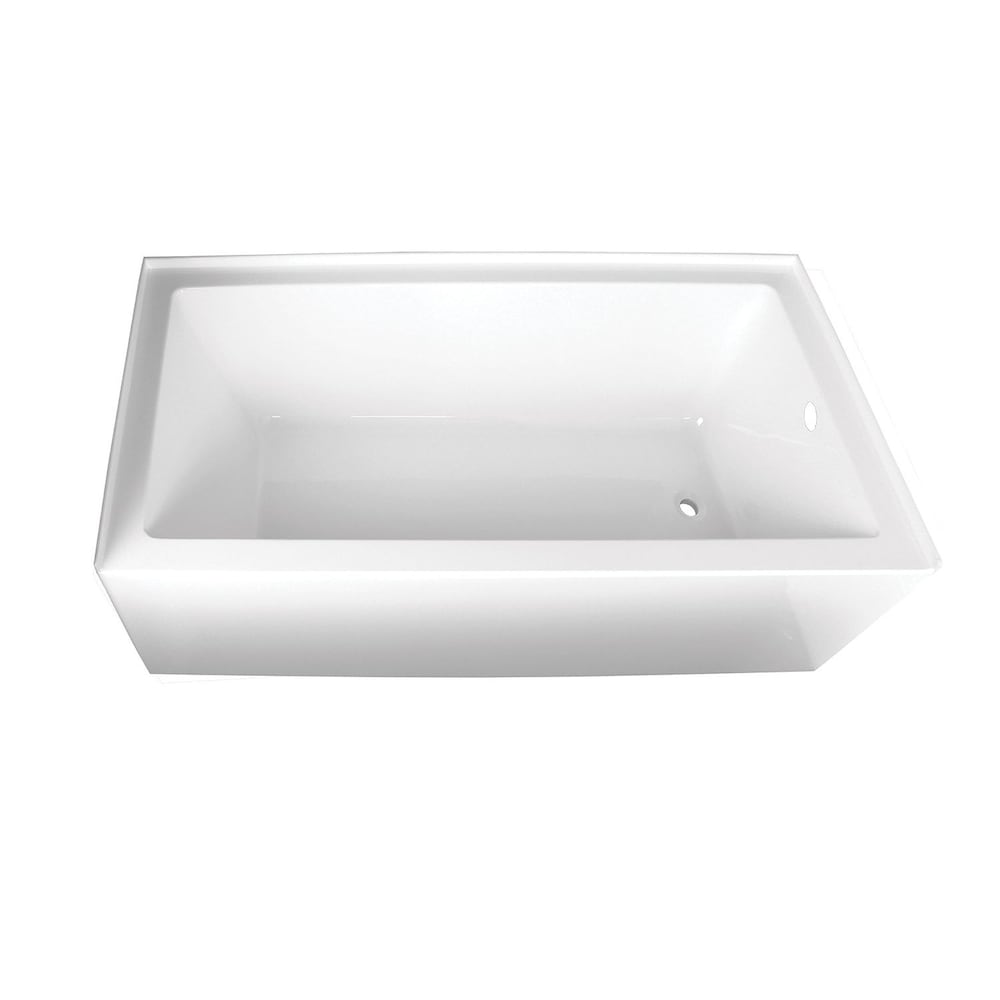 Baignoire en alcôve rectangulaire en acrylique Aqua Eden Sarah de 66 po avec drain à droite en blanc