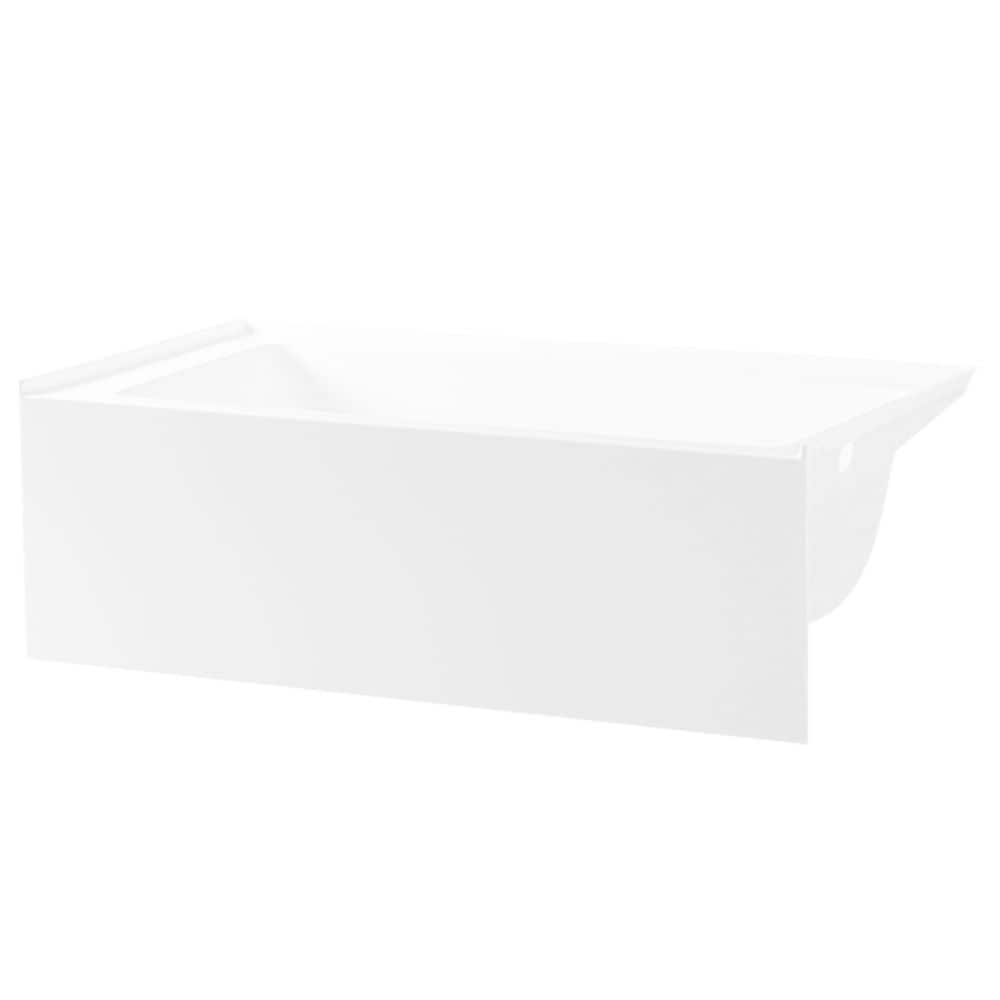 Baignoire en alcôve rectangulaire en acrylique Aqua Eden Sarah de 66 po avec drain à droite en blanc