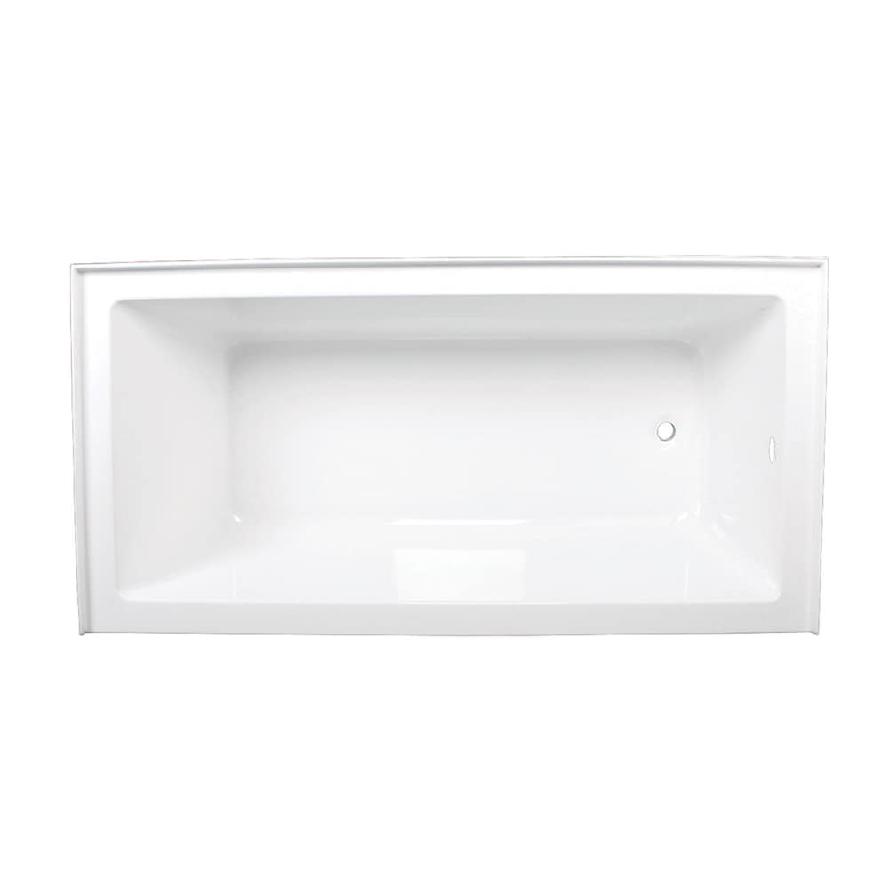 Baignoire en alcôve rectangulaire en acrylique Aqua Eden Sarah de 66 po avec drain à droite en blanc