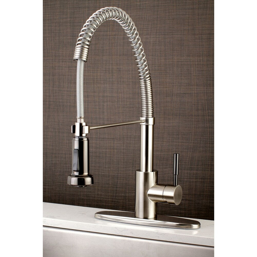 Robinet de cuisine moderne à poignée unique avec pulvérisateur rétractable en nickel brossé et acier inoxydable noir