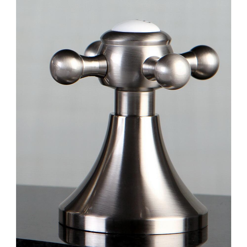 Robinet de salle de bain à arc moyen à 2 poignées et à large portée de 8 po de style croix anglaise en nickel satiné