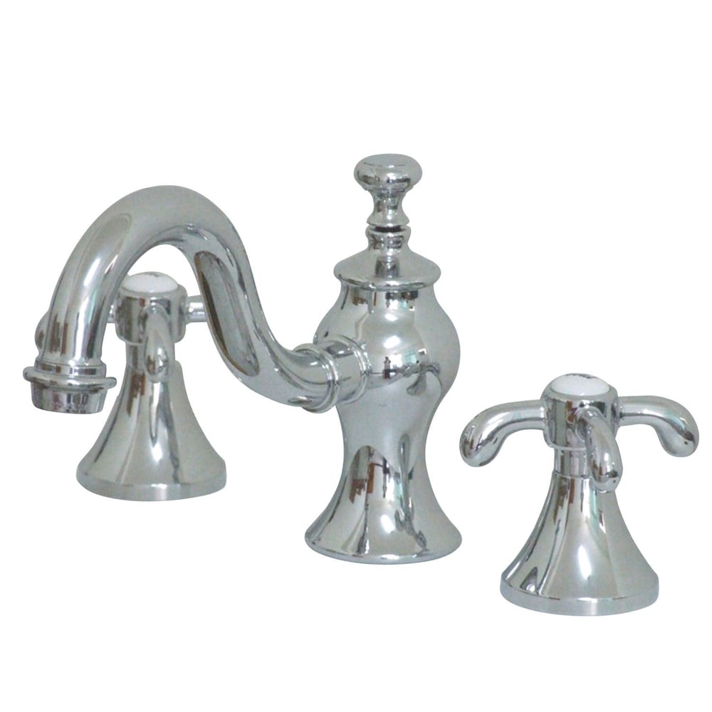 Robinet de salle de bain à arc élevé à 2 poignées et à large portée Tear Drop Cross de 8 po en chrome