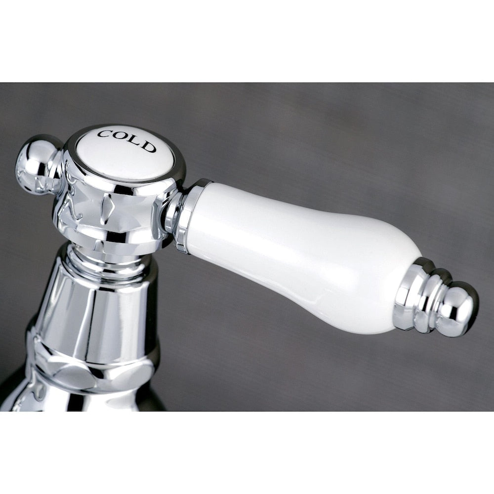 Robinet de salle de bain à 2 poignées et à large bec en porcelaine vintage de 8 po en chrome poli