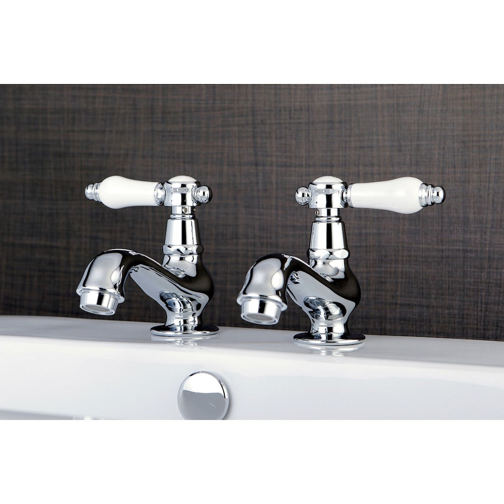 Robinet de salle de bain à 2 poignées et à large bec en porcelaine vintage de 8 po en chrome poli