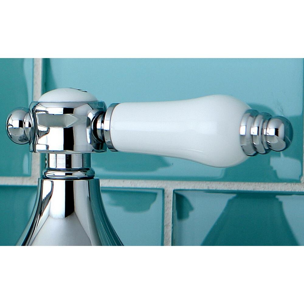 Robinet de salle de bain à arc élevé à 2 poignées et à trou unique en porcelaine victorienne en chrome