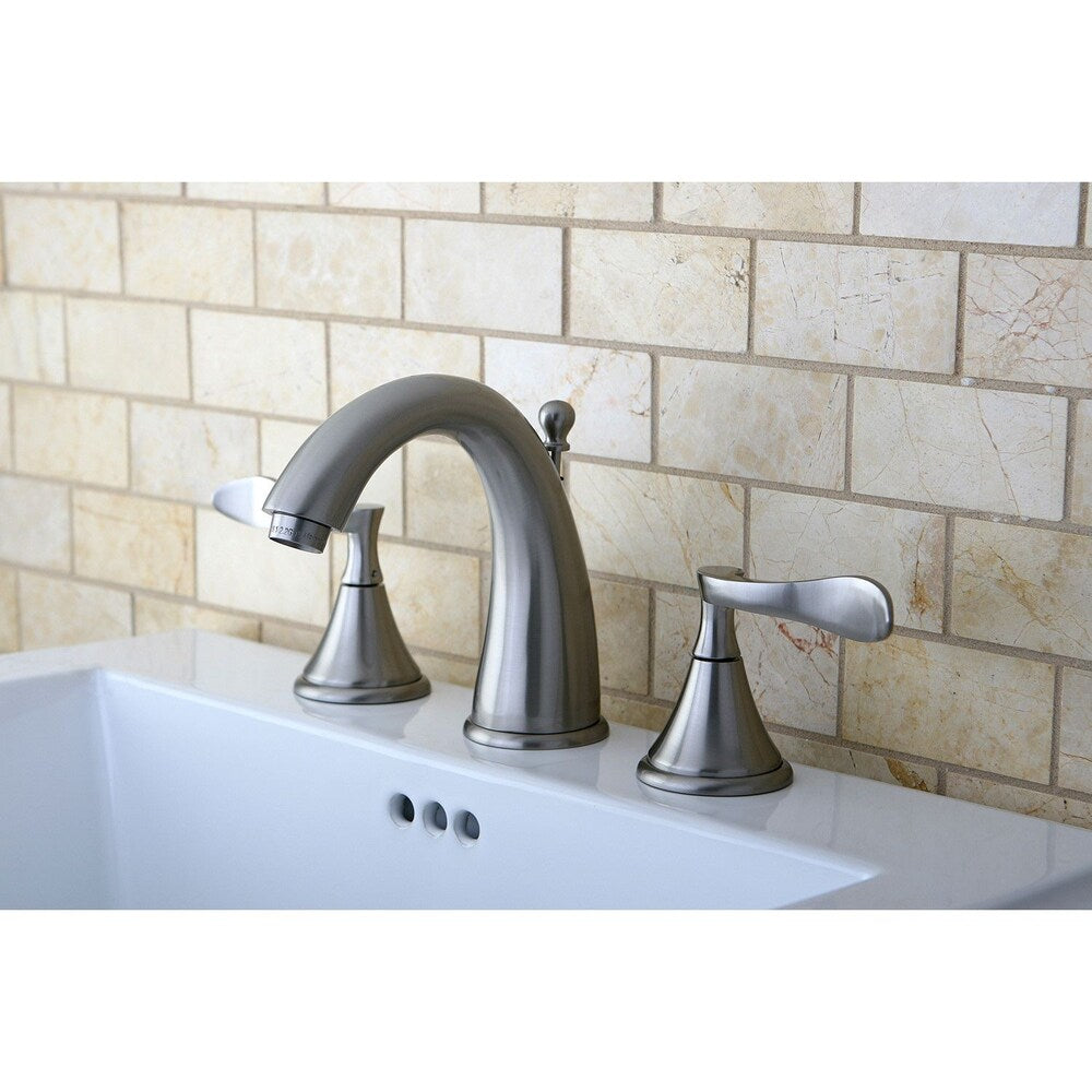 Modern 8 in. Widespread 2-Handle High-Arc Bathroom Faucet in Satin Nickel
