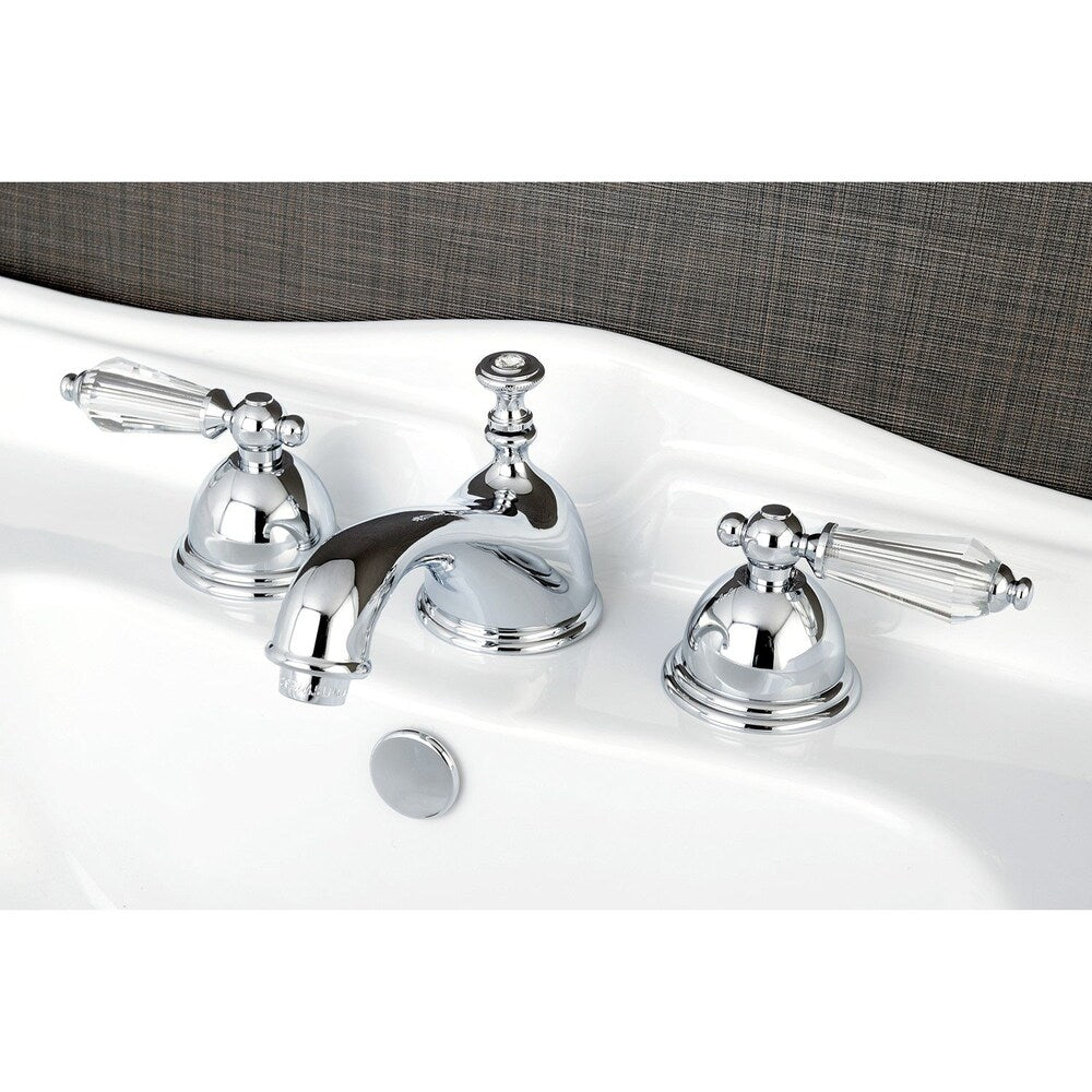 Celebrity Crystal 8 in. Widespread 2-Handle Mid-Arc Bathroom Faucet in Chrome