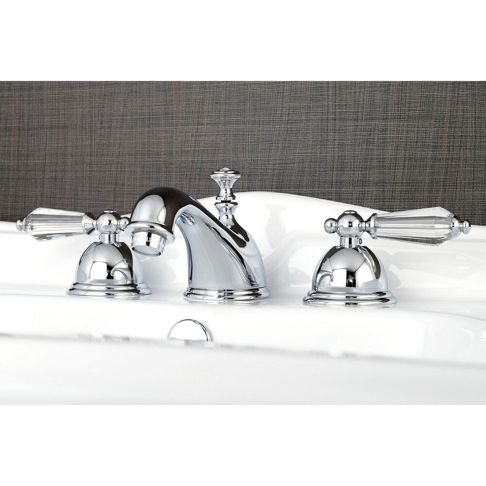 Celebrity Crystal 8 in. Widespread 2-Handle Mid-Arc Bathroom Faucet in Chrome