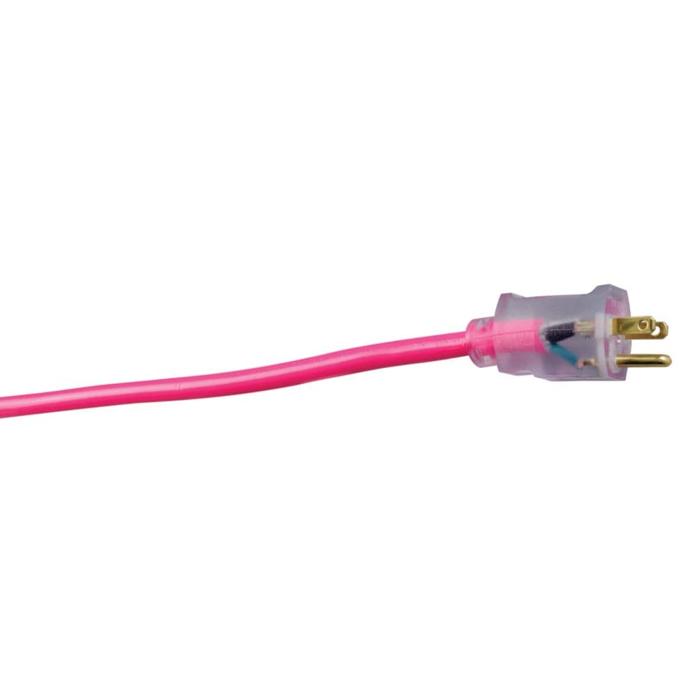 50 ft. 14/3 SJTW Outdoor Extension Cord with Lighted End in Pink