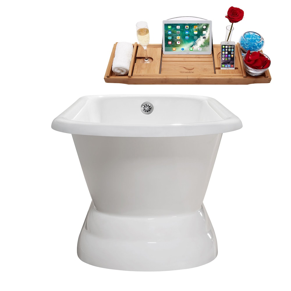66" Cast Iron R5140CH Soaking freestanding Tub and Tray with External Drain