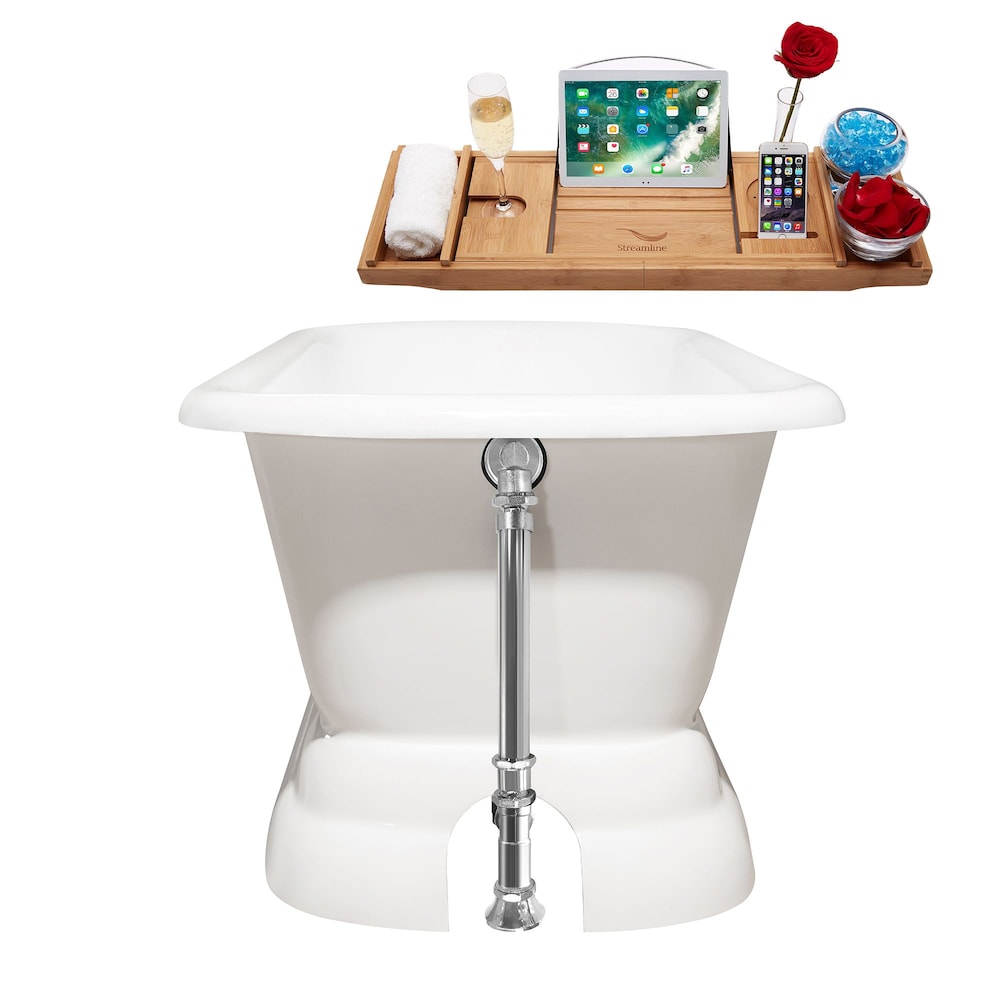 66" Cast Iron R5140CH Soaking freestanding Tub and Tray with External Drain