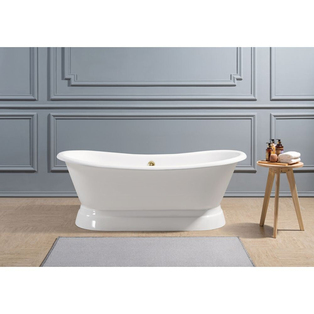71" Cast Iron R5300GLD Soaking freestanding Tub and Tray with External Drain