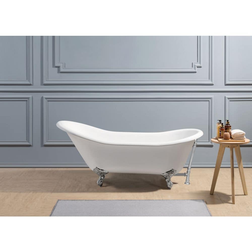 67" Cast Iron R5420CH-CH Soaking Clawfoot Tub and Tray with External Drain