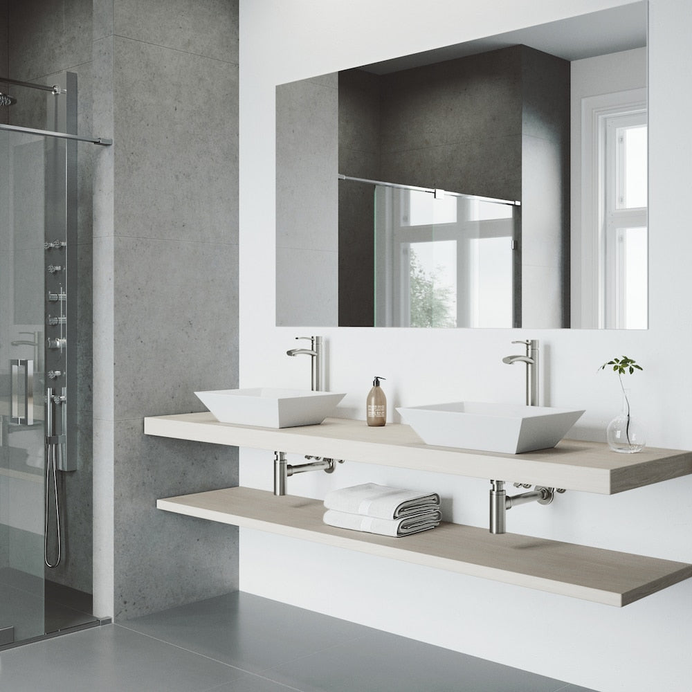 Robinet de salle de bain à poignée unique et trou unique Milo en nickel brossé
