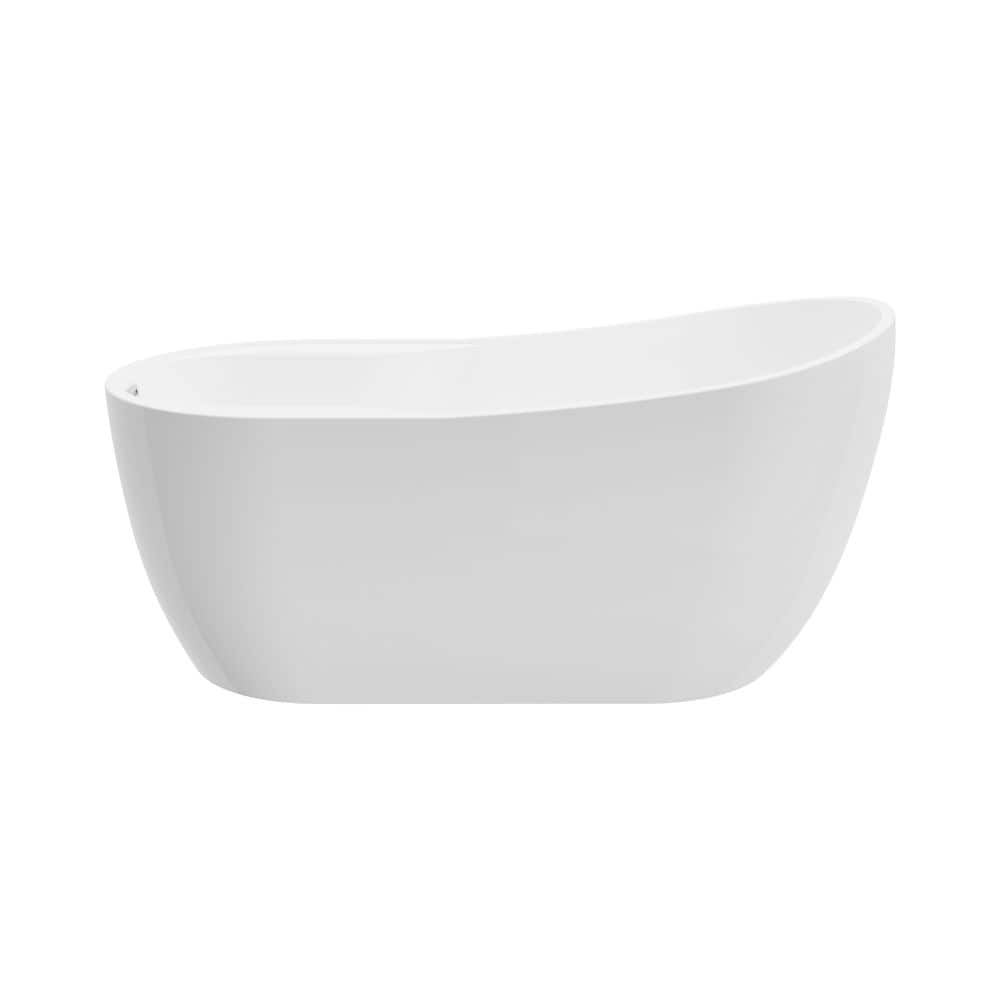 Baignoire autoportante ovale en acrylique Mara de 4,9 pi avec drain réversible en blanc