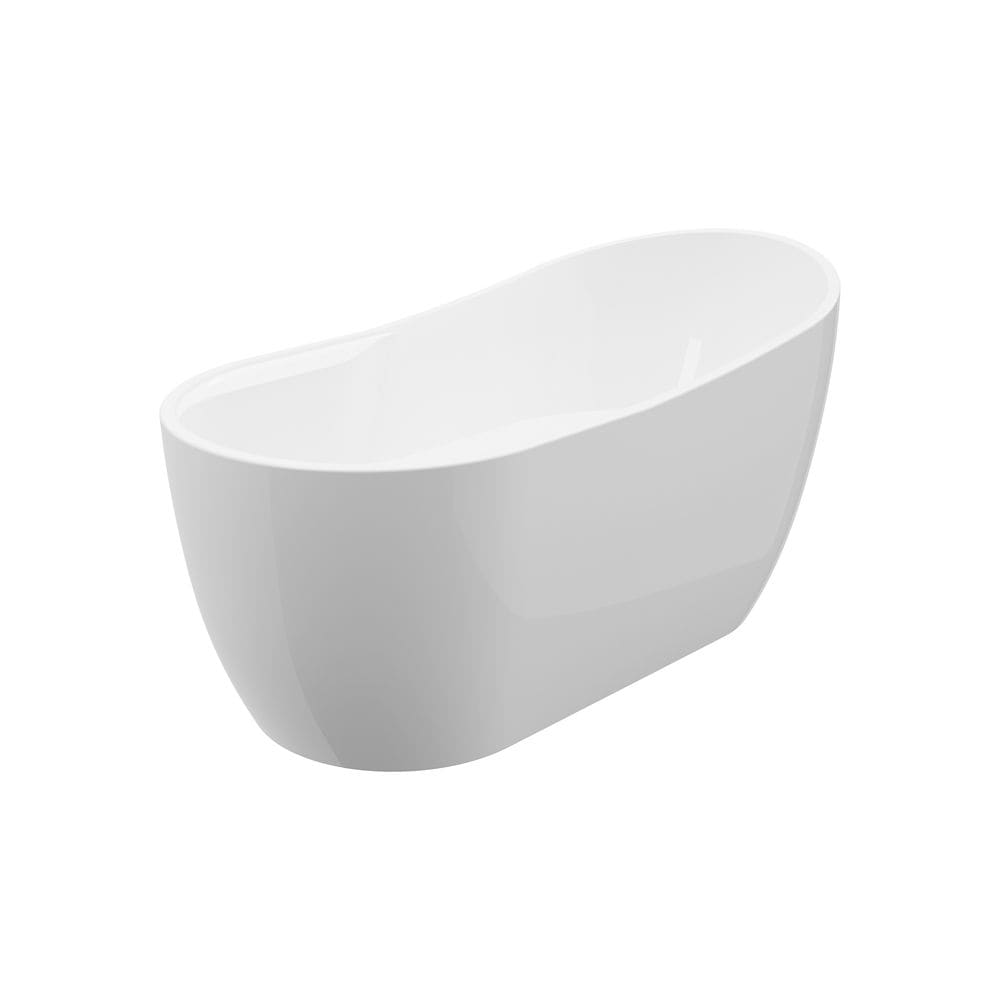 Baignoire autoportante ovale en acrylique Mara de 4,9 pi avec drain réversible en blanc