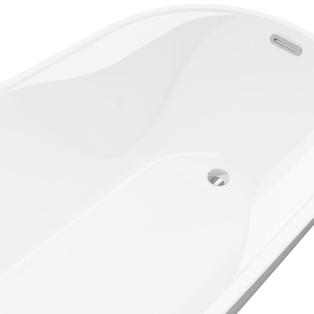 Baignoire autoportante ovale en acrylique Mara de 4,9 pi avec drain réversible en blanc