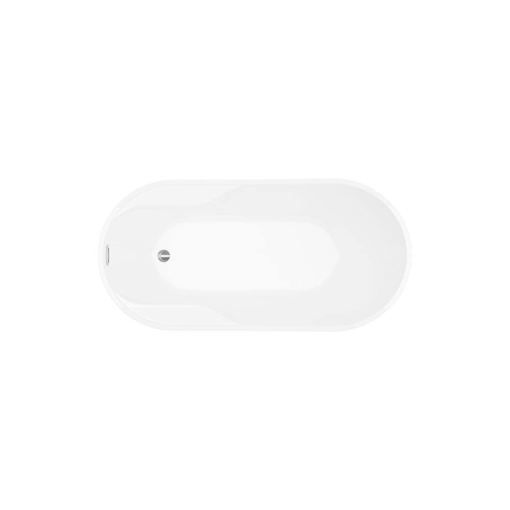 Baignoire autoportante ovale en acrylique Mara de 4,9 pi avec drain réversible en blanc