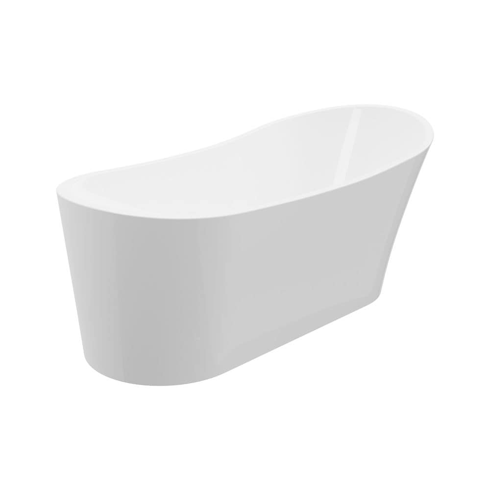 Baignoire autoportante ovale en acrylique Julissa de 4,9 pi avec drain réversible en blanc