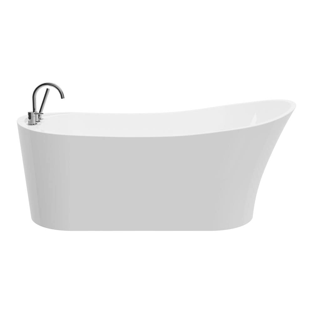 Baignoire autoportante ovale en acrylique Julissa de 4,9 pi avec drain réversible en blanc