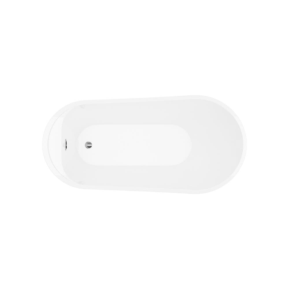 Baignoire autoportante ovale en acrylique Julissa de 4,9 pi avec drain réversible en blanc