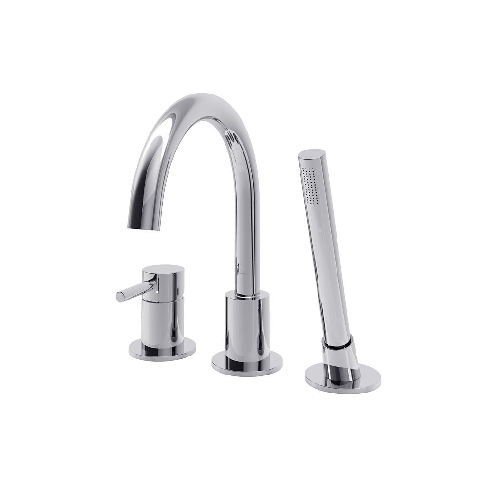 Robinet de baignoire à poignée unique Estelle avec douchette à main en chrome poli