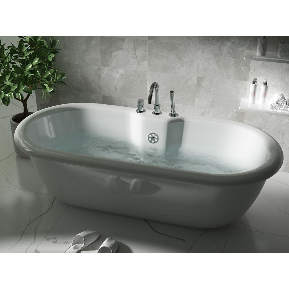 Robinet de baignoire à poignée unique Estelle avec douchette à main en chrome poli