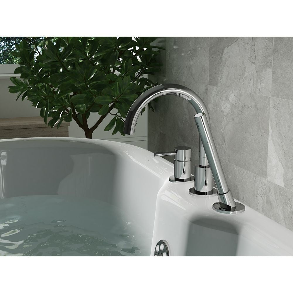Robinet de baignoire à poignée unique Estelle avec douchette à main en chrome poli
